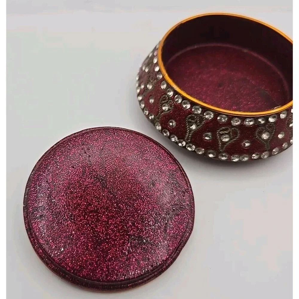 TRADITIONAL Bollywood‎ Style Rhinestone Enamel Wire Trinket Box India Design ~3